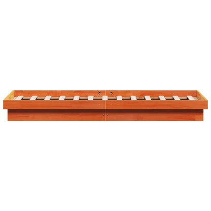 LED Bed Frame without Mattress Wax Brown 135x190 cm Double Solid Wood