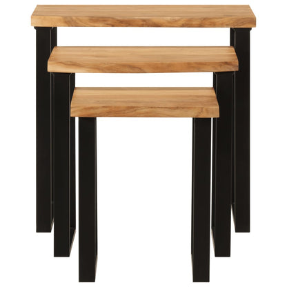 Nesting Tables 3 pcs with Live Edge Solid Wood Acacia