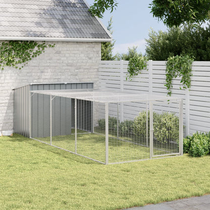 Dog House with Run Anthracite 153x396x110 cm Galvanised Steel