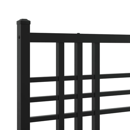 Metal Bed Frame without Mattress with Headboard Black 100x190cm