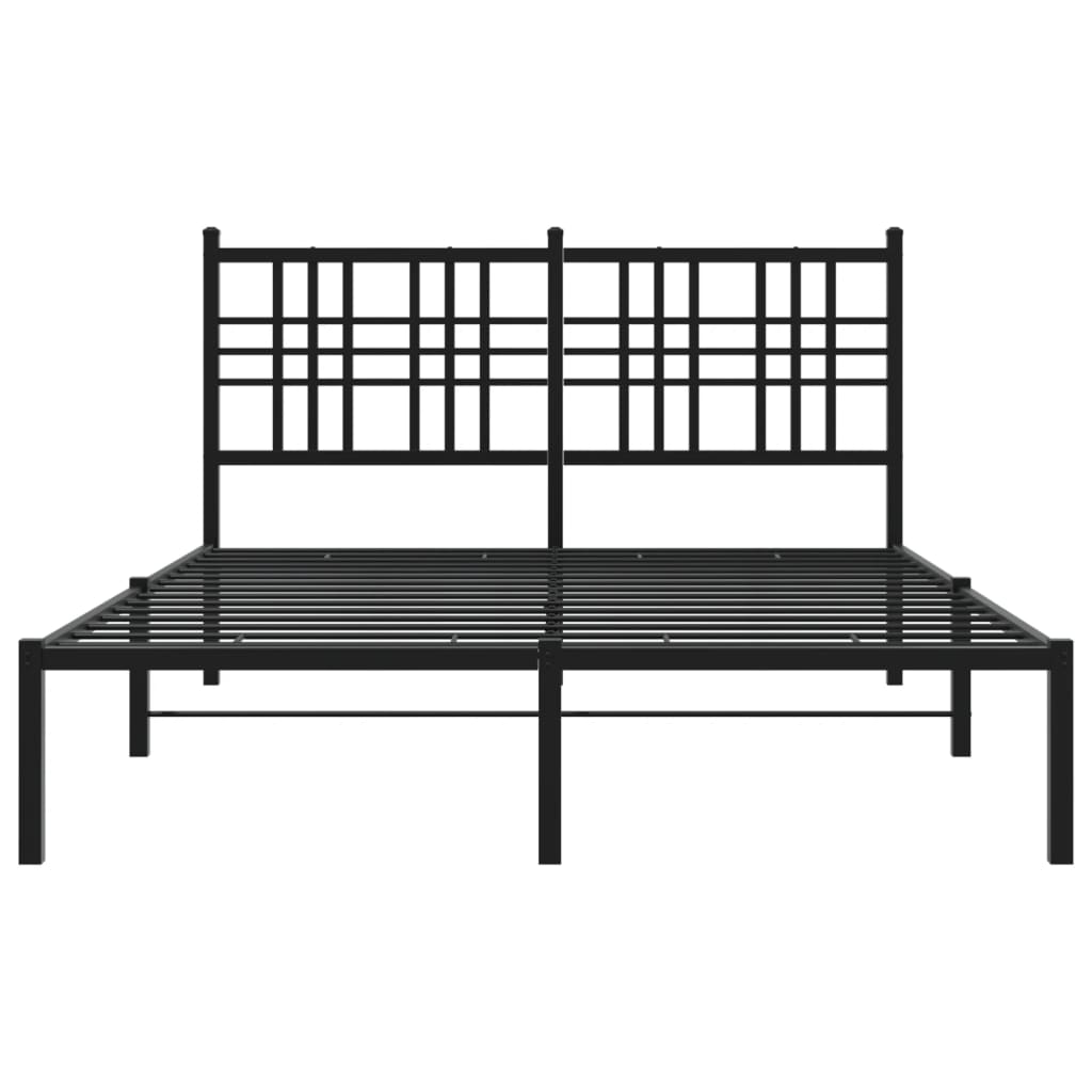 Metal Bed Frame without Mattress with Headboard Black 120x190cm