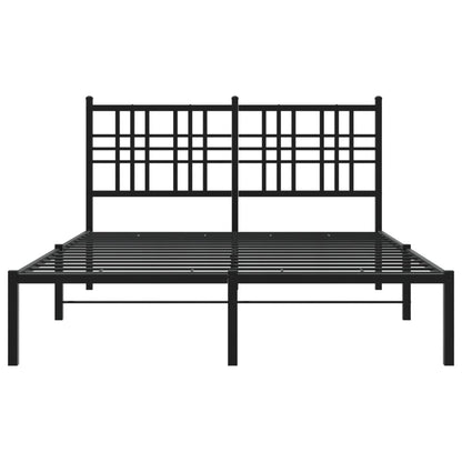 Metal Bed Frame without Mattress with Headboard Black 120x190cm