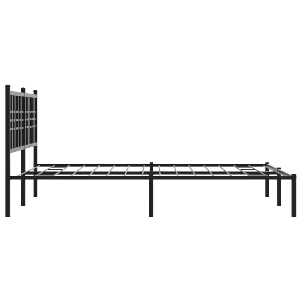 Metal Bed Frame without Mattress with Headboard Black 120x190cm