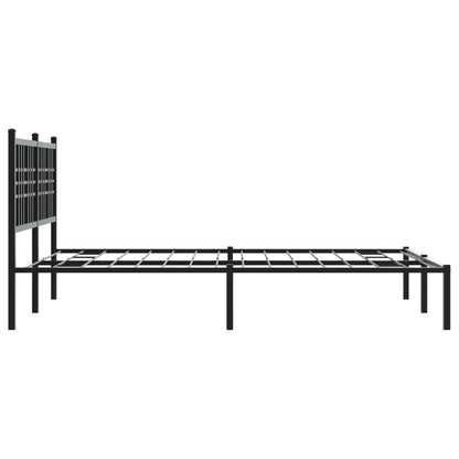 Metal Bed Frame without Mattress with Headboard Black 120x190cm