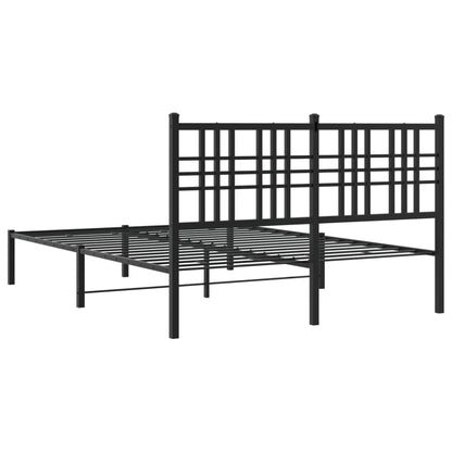 Metal Bed Frame without Mattress with Headboard Black 120x190cm