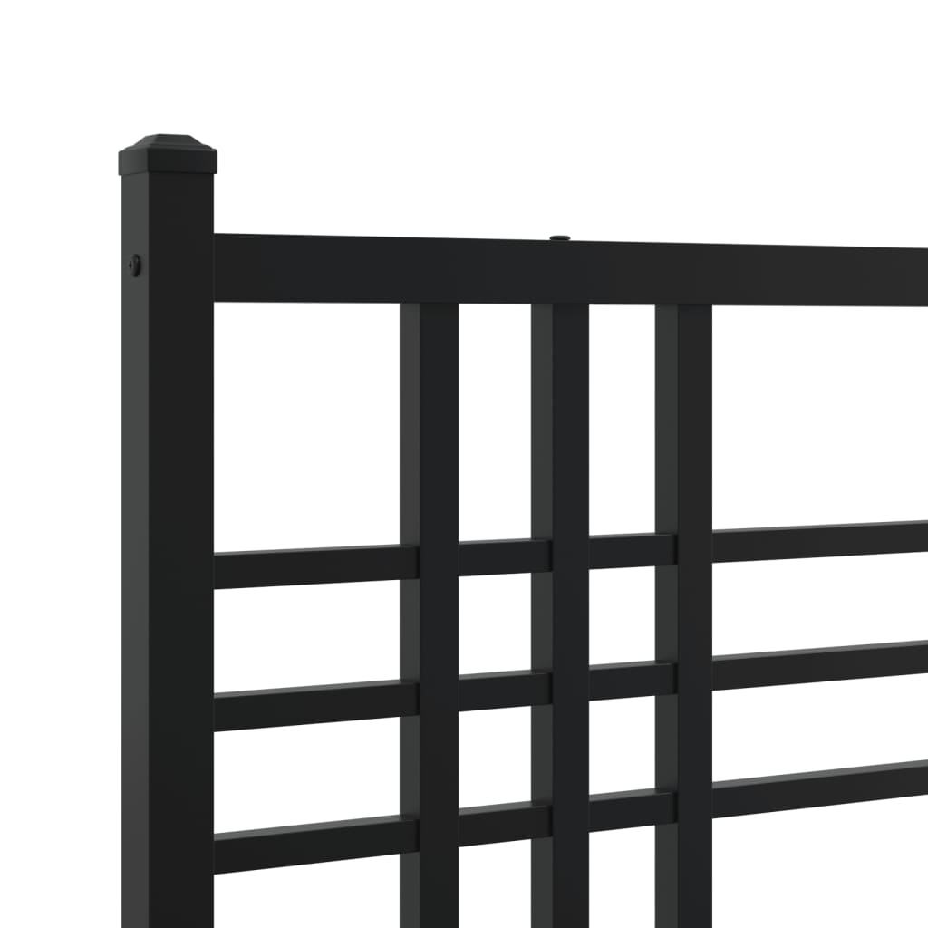 Metal Bed Frame without Mattress with Headboard Black 120x190cm
