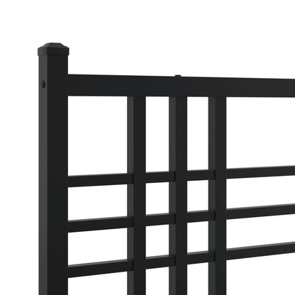 Metal Bed Frame without Mattress with Headboard Black 120x190cm