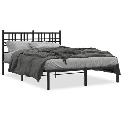 Metal Bed Frame without Mattress with Headboard Black 120x200cm