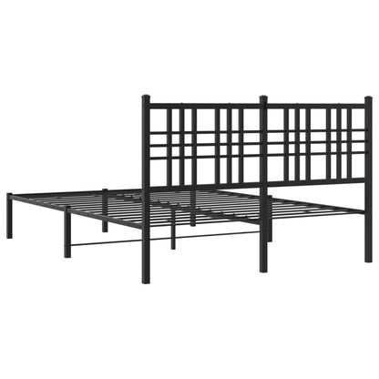 Metal Bed Frame without Mattress with Headboard Black 135x190cm