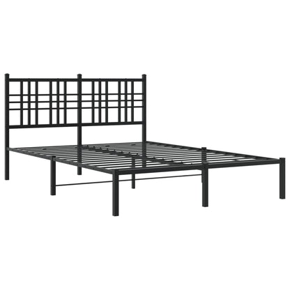 Metal Bed Frame without Mattress with Headboard Black 140x190cm