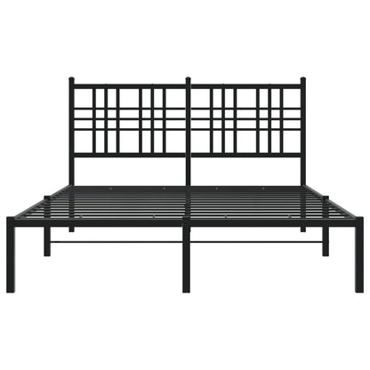 Metal Bed Frame without Mattress with Headboard Black 140x190cm