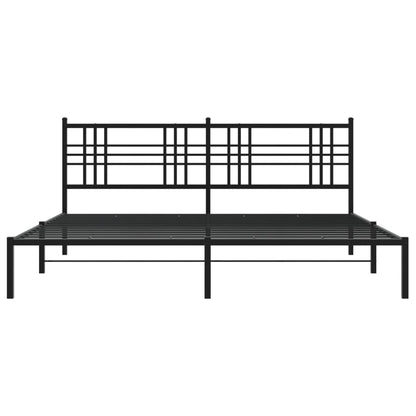 Metal Bed Frame without Mattress with Headboard Black 183x213cm
