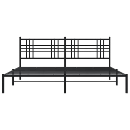 Metal Bed Frame without Mattress with Headboard Black 200x200cm