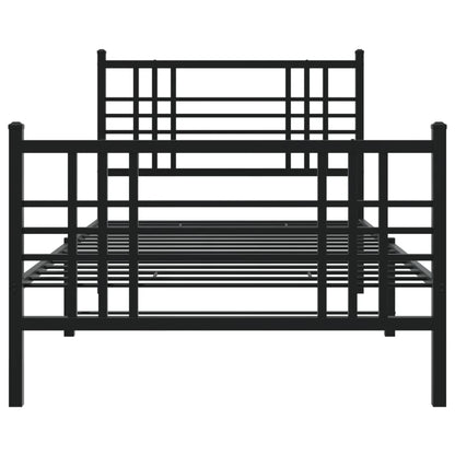 Metal Bed Frame without Mattress with Footboard Black 100x190cm