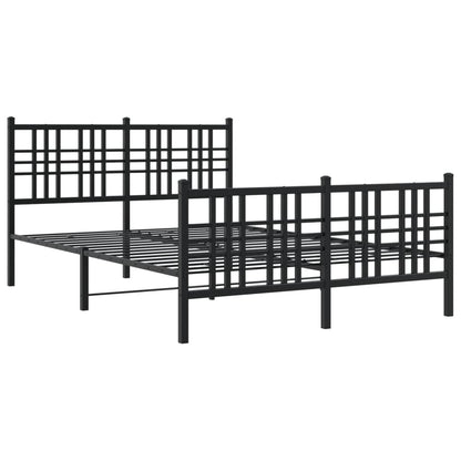 Metal Bed Frame without Mattress with Footboard Black 120x190cm