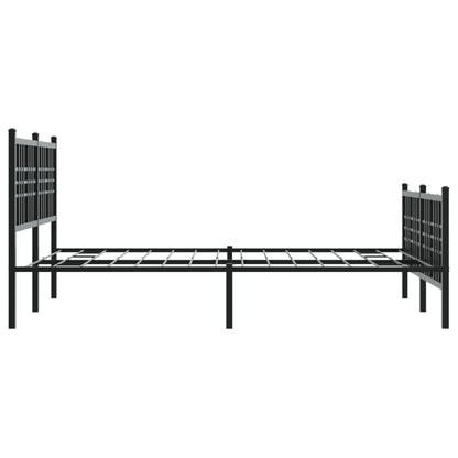 Metal Bed Frame without Mattress with Footboard Black 120x190cm