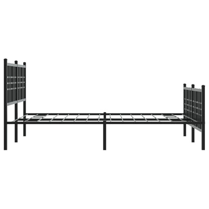 Metal Bed Frame without Mattress with Footboard Black 137x190cm