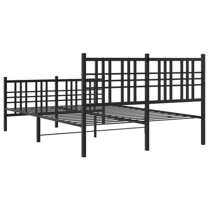 Metal Bed Frame without Mattress with Footboard Black 137x190cm