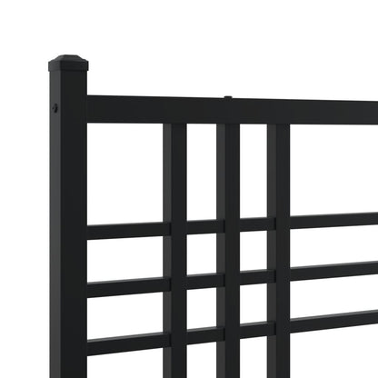 Metal Bed Frame without Mattress with Footboard Black 137x190cm
