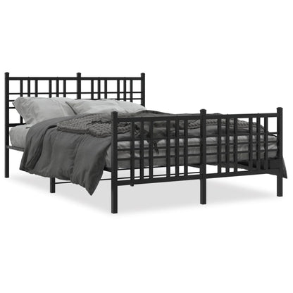 Metal Bed Frame without Mattress with Footboard Black 140x190cm