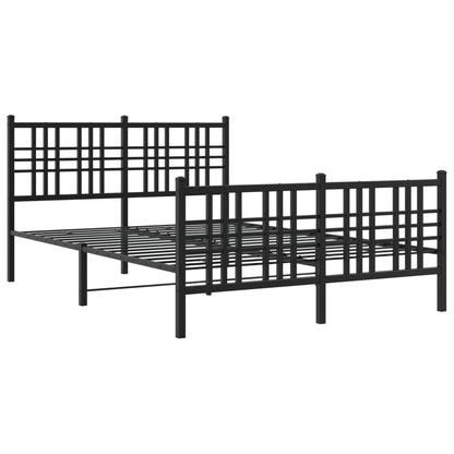 Metal Bed Frame without Mattress with Footboard Black 140x190cm