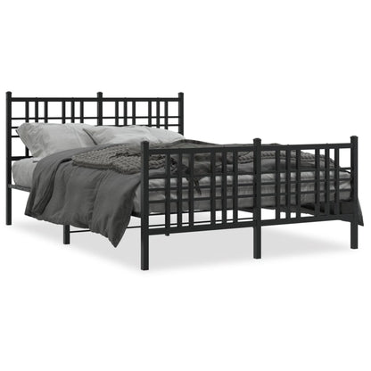 Metal Bed Frame without Mattress with Footboard Black 140x200cm