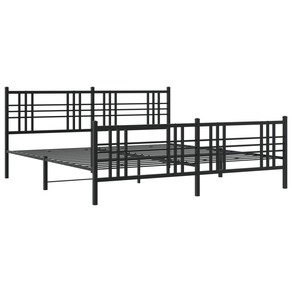 Metal Bed Frame without Mattress with Footboard Black 183x213cm