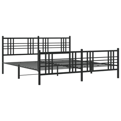 Metal Bed Frame without Mattress with Footboard Black 183x213cm