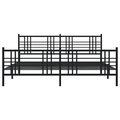 Metal Bed Frame without Mattress with Footboard Black 183x213cm