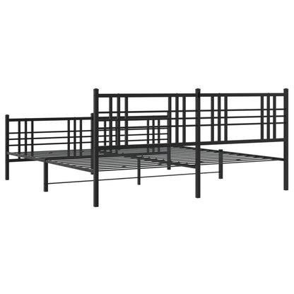 Metal Bed Frame without Mattress with Footboard Black 193x203cm