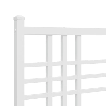 Metal Bed Frame without Mattress with Headboard White 75x190cm
