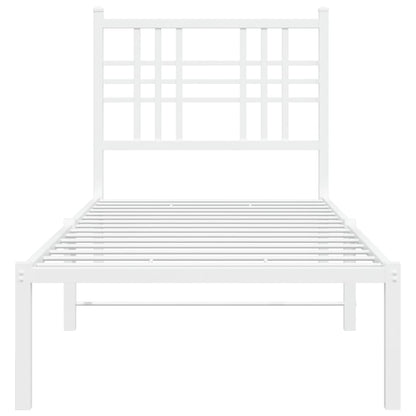Metal Bed Frame without Mattress with Headboard White 80x200cm