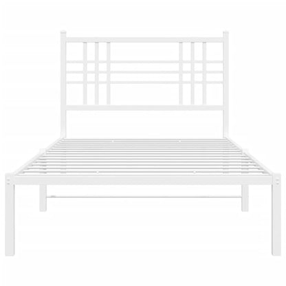 Metal Bed Frame without Mattress with Headboard White 90x190cm