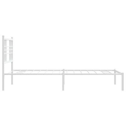 Metal Bed Frame without Mattress with Headboard White 90x190cm