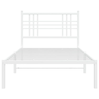 Metal Bed Frame without Mattress with Headboard White 90x200cm