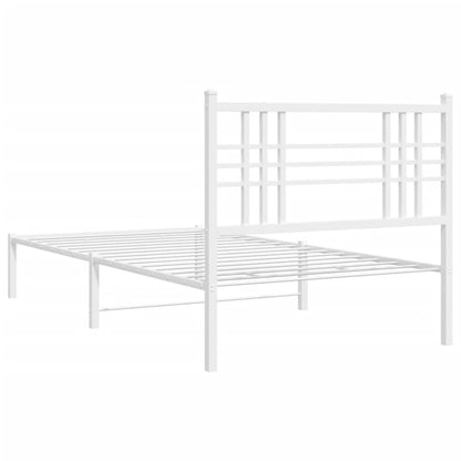 Metal Bed Frame without Mattress with Headboard White 90x200cm