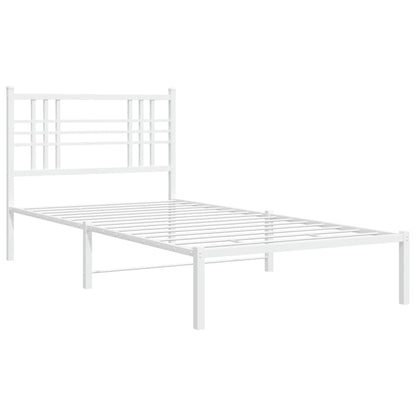 Metal Bed Frame without Mattress with Headboard White 100x190cm