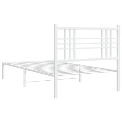 Metal Bed Frame without Mattress with Headboard White 100x190cm