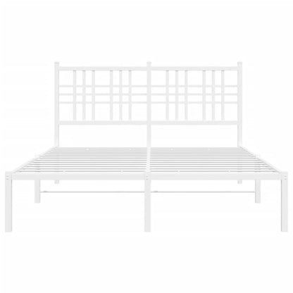 Metal Bed Frame without Mattress with Headboard White 120x200cm