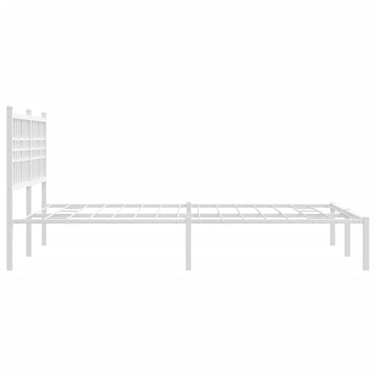 Metal Bed Frame without Mattress with Headboard White 120x200cm