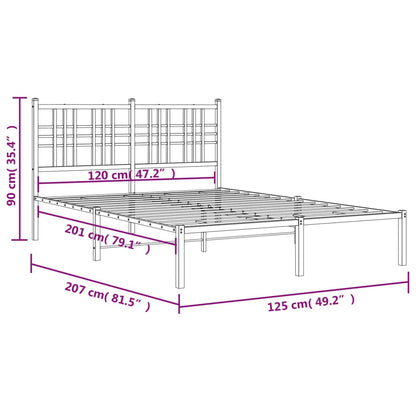 Metal Bed Frame without Mattress with Headboard White 120x200cm