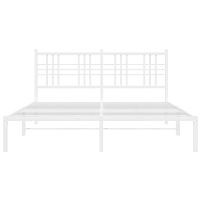 Metal Bed Frame without Mattress with Headboard White 160x200cm