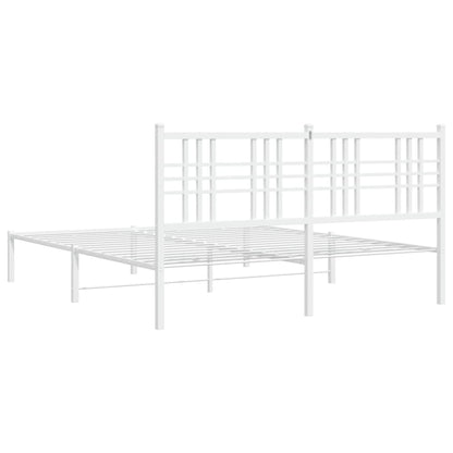 Metal Bed Frame without Mattress with Headboard White 160x200cm