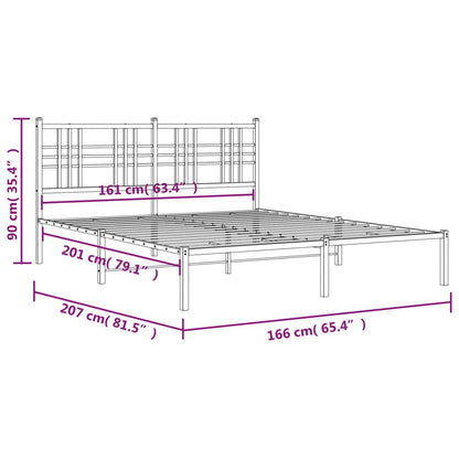Metal Bed Frame without Mattress with Headboard White 160x200cm