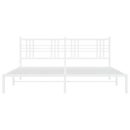 Metal Bed Frame without Mattress with Headboard White 183x213cm