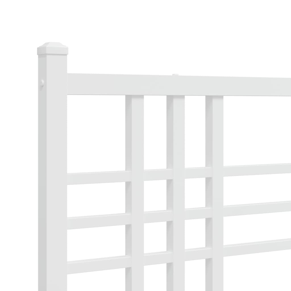 Metal Bed Frame without Mattress with Headboard White 200x200cm