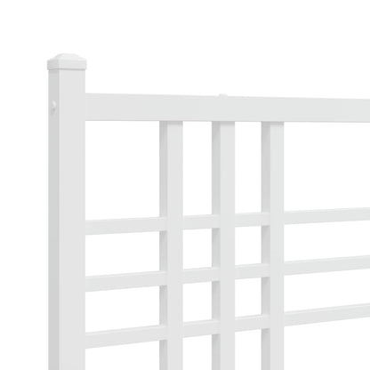 Metal Bed Frame without Mattress with Headboard White 200x200cm