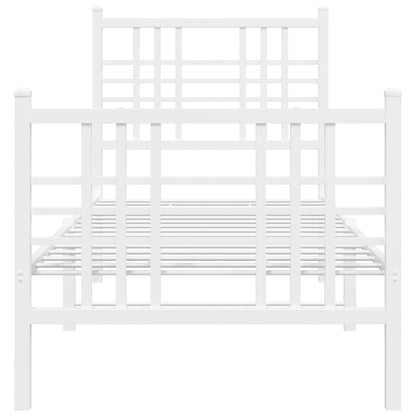 Metal Bed Frame without Mattress with Footboard White 80x200cm
