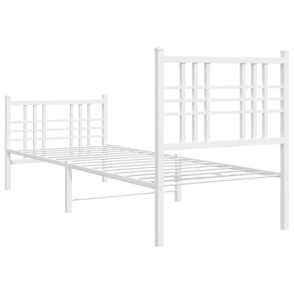 Metal Bed Frame without Mattress with Footboard White 80x200cm