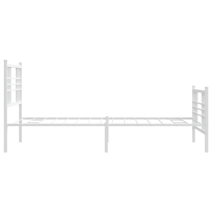 Metal Bed Frame without Mattress with Footboard White 107x203cm
